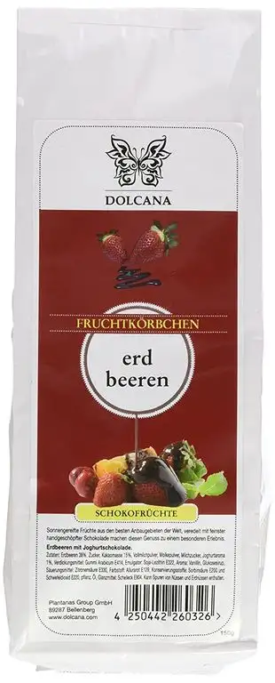 Dolcana Schokofrüchte - Erdbeeren in weißer Schokolade, 1er Pack (1 x 150 g Packung)
