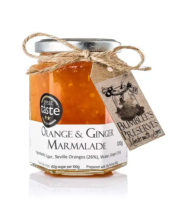 Bumblee's Glas Marmelade aus Orange und Ingwer 1 Topf 335g Im Vereinigten Königreich handgemachte Marmelade Ohne Konservierungsstoffe oder künstliche Aromen