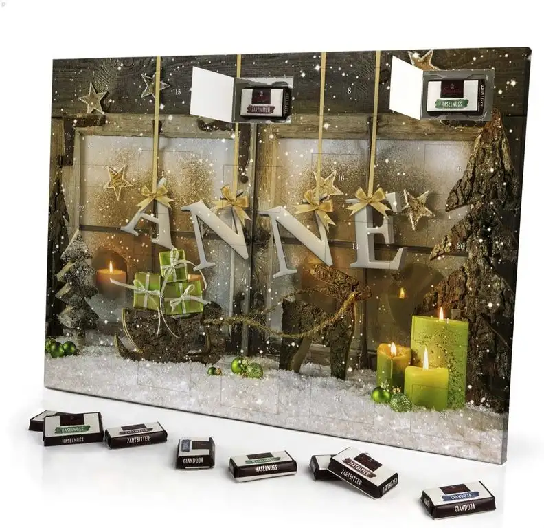 printplanet - Adventskalender mit Namen Anne - gefüllt mit Schokoladen-Füllung - personalisiert mit Namens-Motiv Weihnachtsbuchstaben - Schoko-Kalender, Weihnachtskalender, Namenskalender