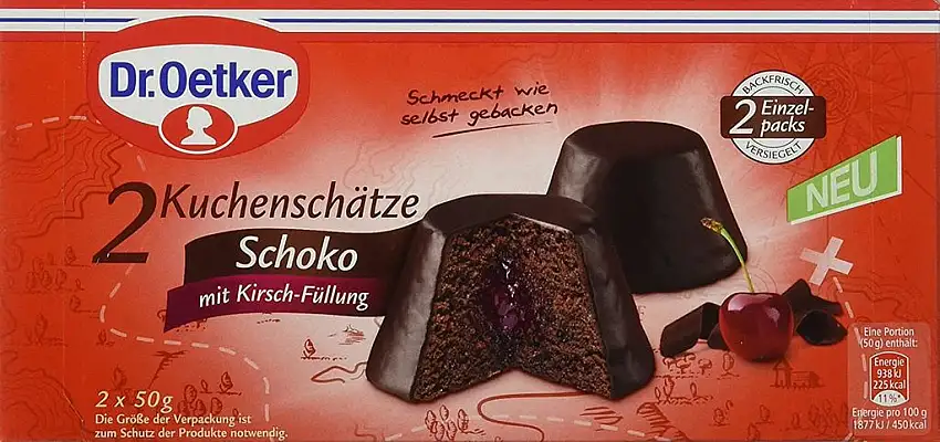 Dr. Oetker Fertiger Kuchenschatz Schoko mit Kirschfüllung, 6er Pack (6 x 100 g)