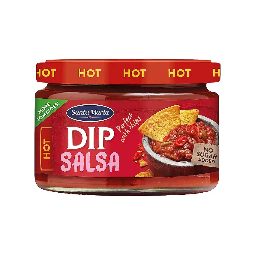 Santa Maria Dip Sauce, Tomatensauce, mit Knoblauch und Jalapenos, ideal als Verbindung zu den Tortilla Chips, zum Verpacken von frischem Gemüse oder Bruschette, voller Geschmack, 250 g