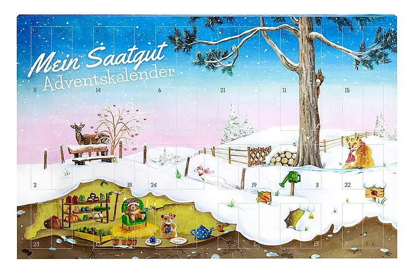XL Saatgut Adventskalender "Garten" - 24 Türchen mit Gemüse und Kräuter Samen, auch für Hobby-Gärtner und Kinder