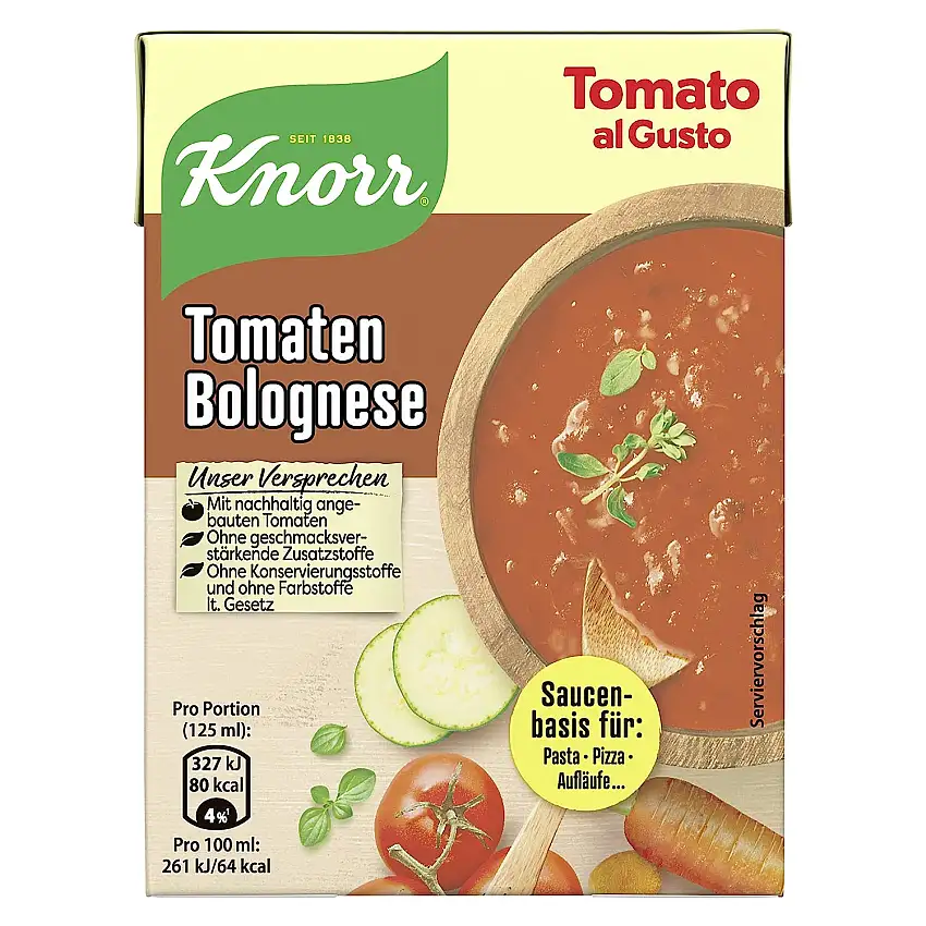 Knorr Tomato al Gusto Tomaten-Bolognese Soße, 1er-Pack (1 x 370 g)