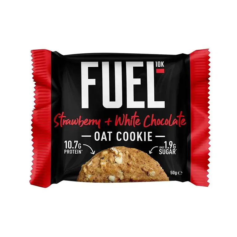 FUEL10k Frühstücks-Haferkeks Erdbeere & weiße Schokolade, 12 x 50 g