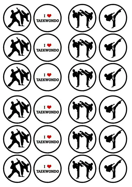 Taekwondo, Essbare PREMIUM Dicke GEZUCKERTE Vanille, Wafer Reispapier Cupcake Toppers/Dekorationen