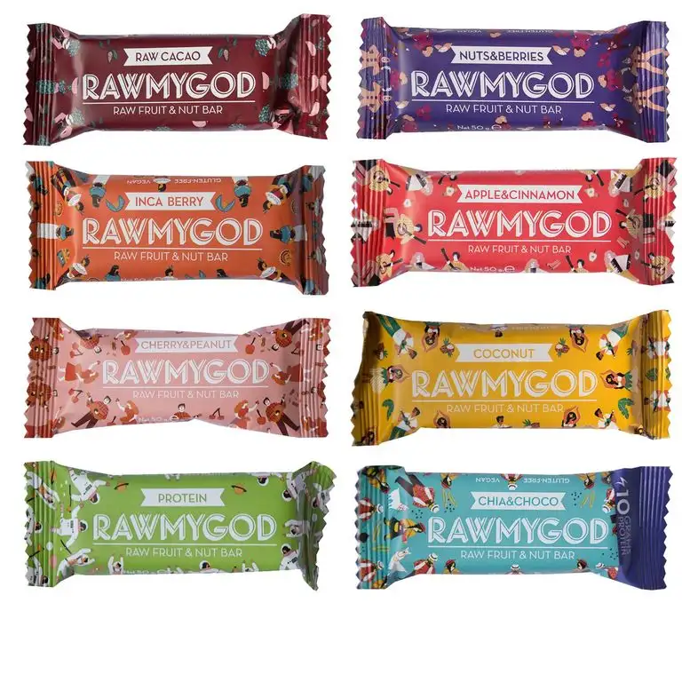 Rawmygod Vegane Snack Energieriegel - Just Nuts & Fruits - Raw Vegan und Glutenfrei (8er Probierpaket)