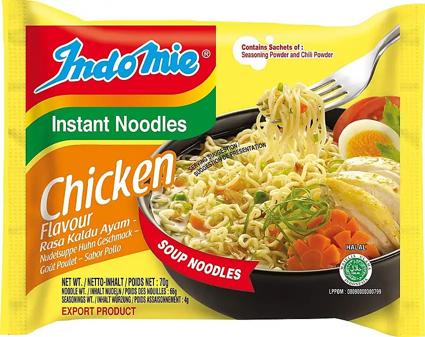 INDOMIE Instantnudeln Huhn, aus Indonesien, schnelle, einfache Zubereitung – 40er Vorteilspack à 70 g