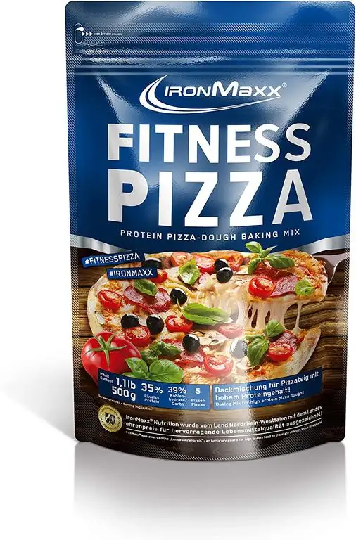 IronMaxx Fitness Pizza - 500g - 5 Portionen - High Protein Backmichung für Pizza, Flammkuchen oder Chips - 36% Protein - Proteine tragen zu einer Zunahme an Muskelmasse bei - Designed in Germany