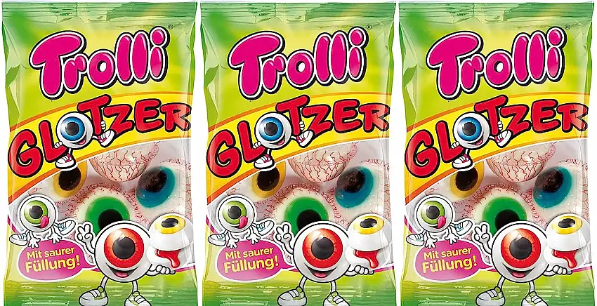 3x Trolli Fruchtgummi Glotzer gefüllt 75g