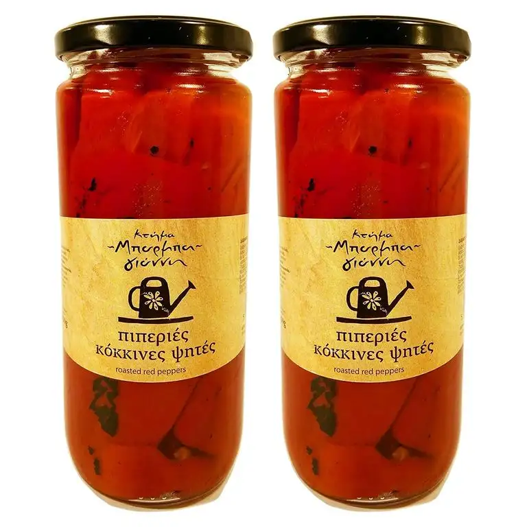 Griechische Rote Paprika Gegrillt Tratitionelle Auswahl aus Florina Nettogewicht 900gr im Glas