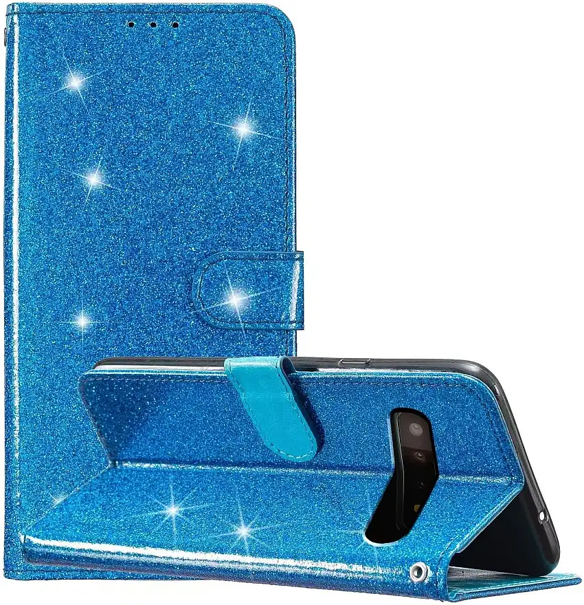 Tivenfezk Nadoli Glitzer Case für Samsung Galaxy S10 Plus,Hülle Flip Leder PU Klapphülle Cover Tasche Brieftasche Schutzhülle Standfunktion Handyhülle mit Kartenfächer