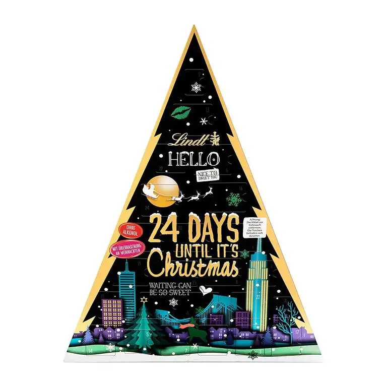 Lindt Hello Tannenbaum Adventskalender (24 verschiedene Überraschungen aus Milchschokolade) 230g