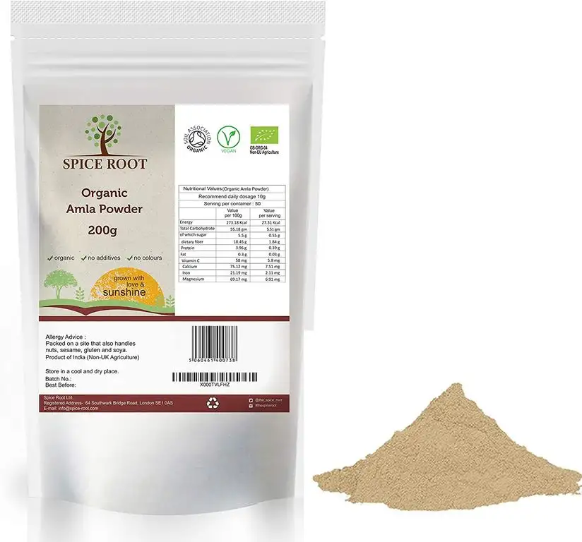 Bio Amla Pulver (Indian Gooseberry) 200g - Bio-zertifiziert, Premium Qualität