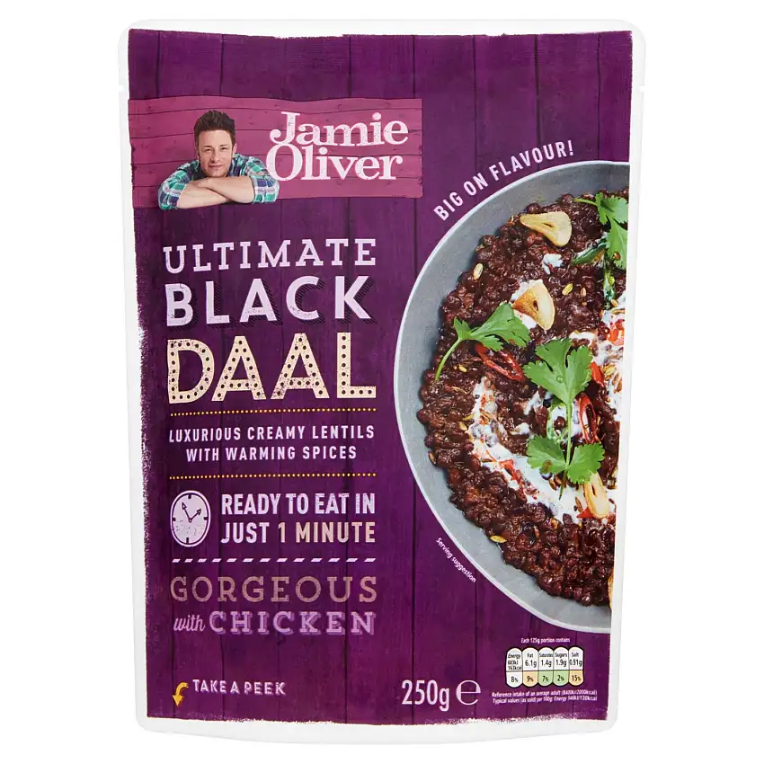 Jamie Oliver Ultimate Black Daal Creamy Linsen, mit Gewürzen, fertig zum Verzehr, 6 Stück