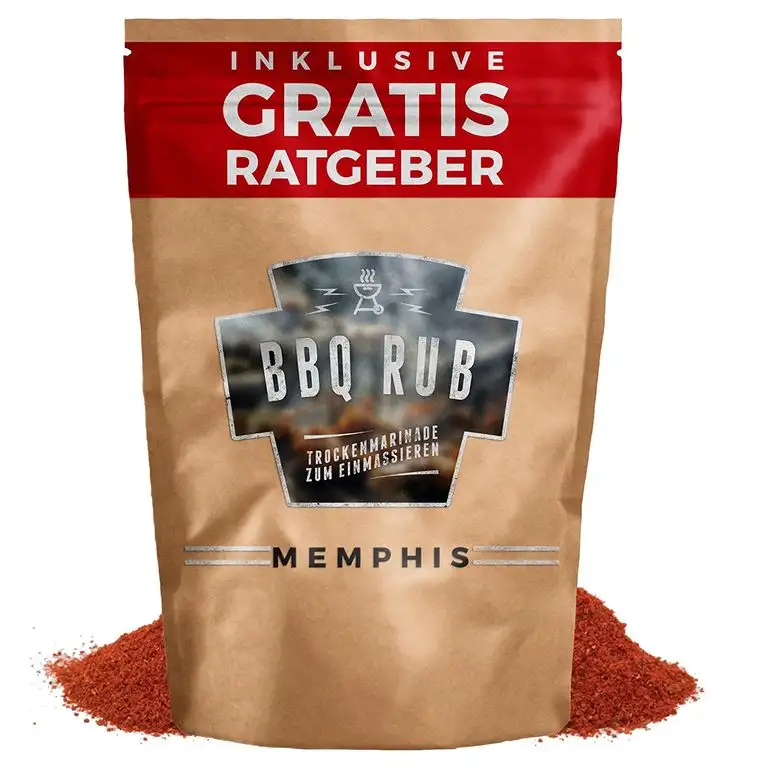 BBQ Rub "Memphis" 270g | Trockenmarinade für Pulled Pork & Spareribs inkl. Gratis Ratgeber | Marinadengewürz Grillgewürz Barbecue Marinade Grillsalz
