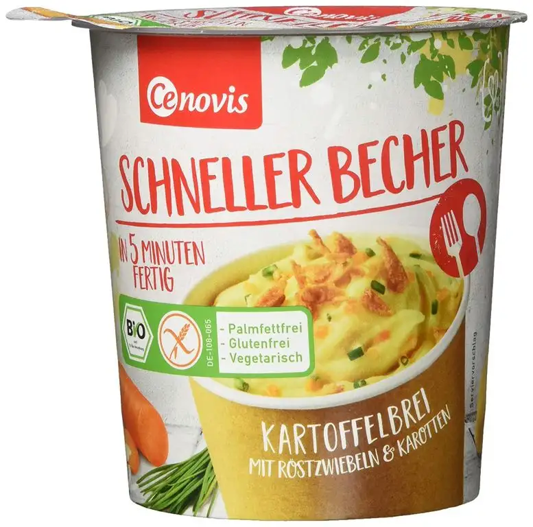 Cenovis Schneller Becher Kartoffelbrei mit Röstzwiebeln. bio, 8er Pack (8 x 45 g)