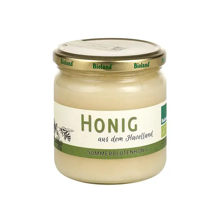 Blütenhonig Sommerblüte, cremig und aromatisch, Bio Honig 500g, aus dem Havelland, streichzart, ungefilterter und unbehandelter Blütenhonig
