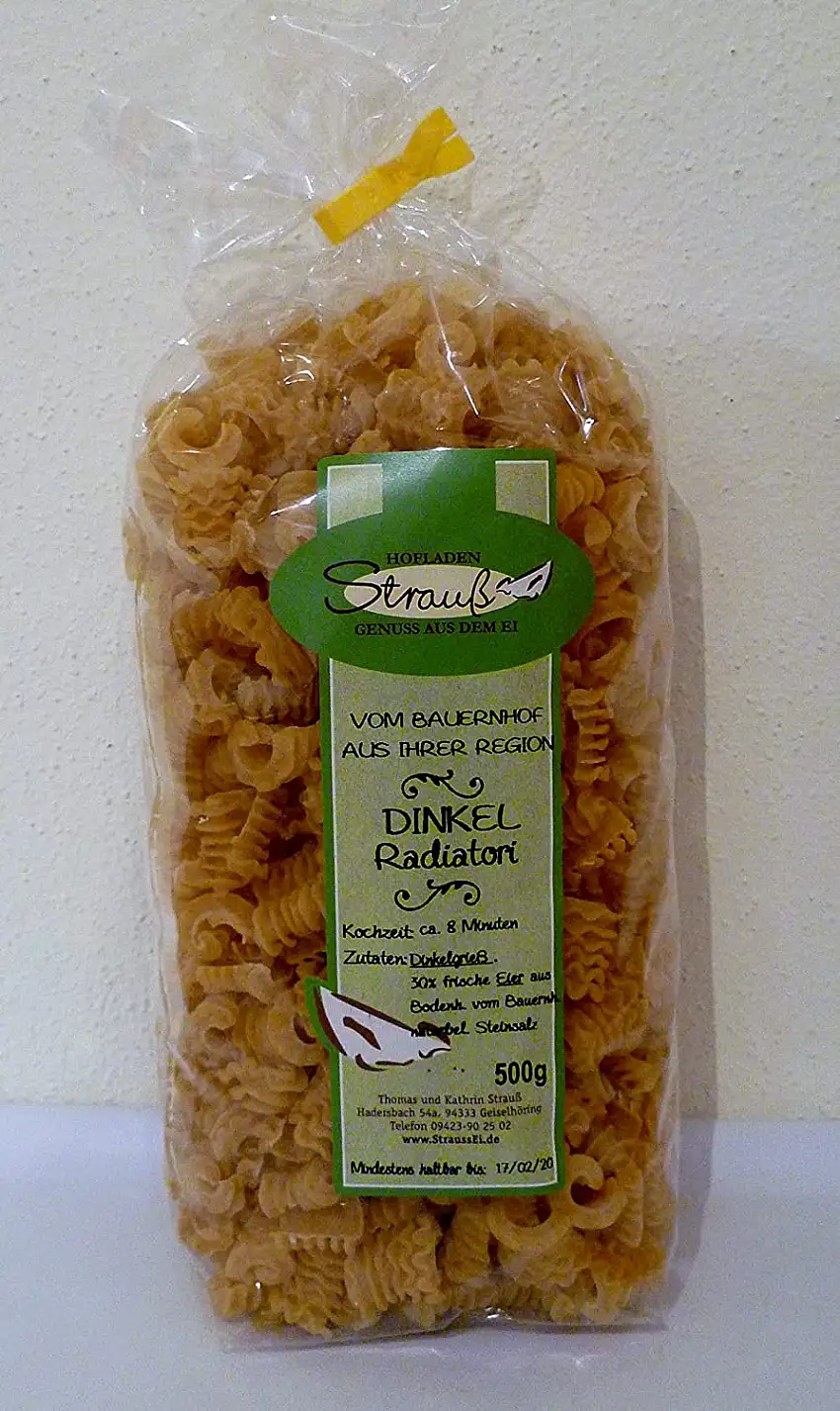 500 gr. Dinkel Radiatori Nudeln Vom Bauernhof Handgemacht