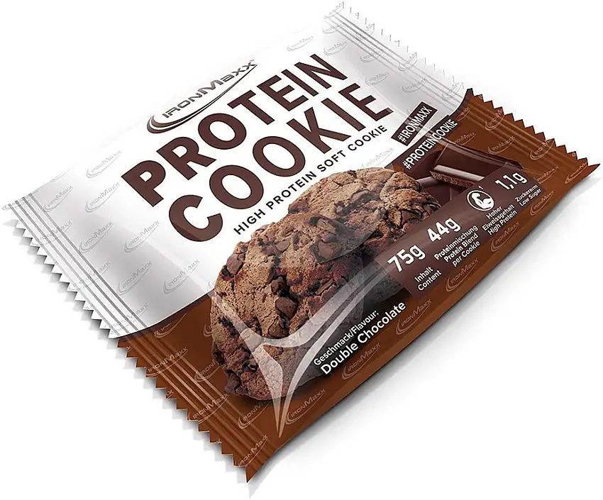 IronMaxx Protein-Cookie - 1x75g - Double Chocolate - low carb Protein-Snack mit 39g Eiweiß je Cookie - Protein-Snack ideal für unterwegs - Designed in Germany