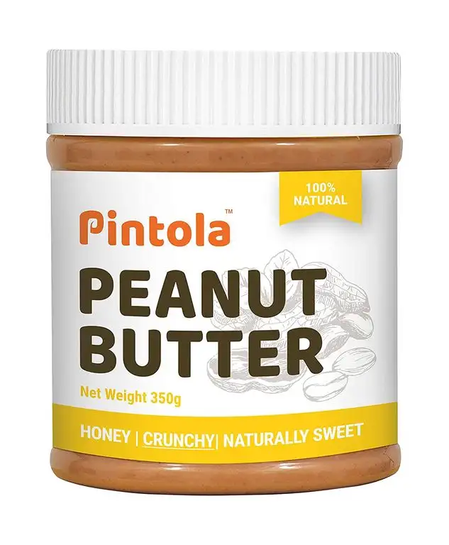 All Natural Roasted Peanut Butter With Honey, Spread (Crunchy) 350gm ( 12.34 OZ) By Pintola