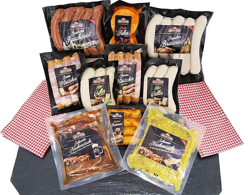 Barbecue Party Grillpaket mit Bratwürsten, Grillfleisch Steak mariniert, Käsegriller, Rauchwurst - 10x Grillspezialitäten im Grillset