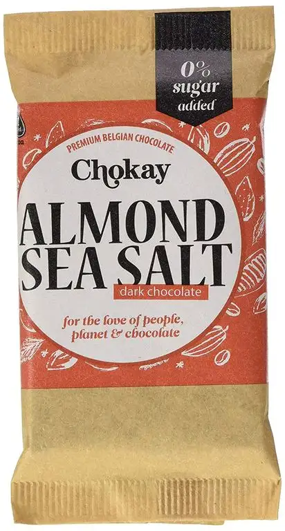Chokay schokolade Knusprige geröstete Mandeln mit dunkler belgischer Schokolade und einem Hauch von Celtic Meersalz, ohne Zuckerzusatz, 3er Pack (3 x 100 g)