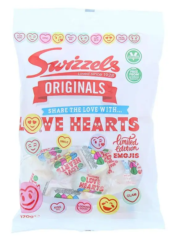 LOVE HEARTS ORIGINALS FRUIT FLAVOUR FIZZY SWEETS BAG (170G)