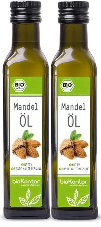 Mandelöl BIO 500ml (2x 250ml) I nativ und kaltgepresst I 100% natürlich I Rohkostqualität von bioKontor