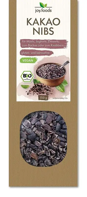 joy.foods Bio Kakao Nibs Schoko Drops, ideal zum Knabbern, für Müsli und Desserts, 2er Pack (2 x 150 g)