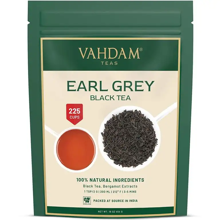 Earl Grey Tee (200+ Tassen), Blumig, Zitronig & Köstlich, (Lose Blätter) Tee, Schwarzer Tee gemischt mit Starken Bergamotte Extrakten aus Italien, 100% Reiner, Garten Frisch, Direkt aus Indien, 454g