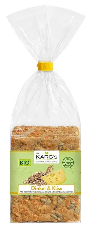 Knäcke BIO Dinkel-Käse-Sonnenblumenkerne 200 g Beutel Dr. Karg