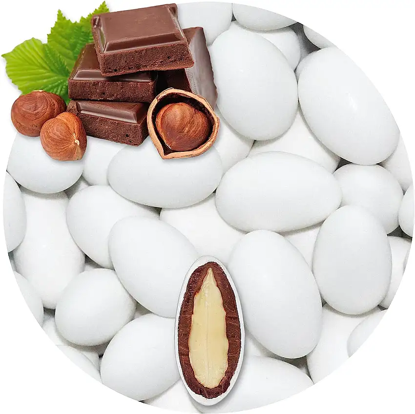 EinsSein 0,5kg Schokomandeln Nougat weiss matt - Hochzeitsmandeln Mandeln Hochzeit Taufmandeln Gastgeschenke Zuckermandeln Bonboniere Confetti Badem sekeri Zucker Candy Bar Süssigkeiten