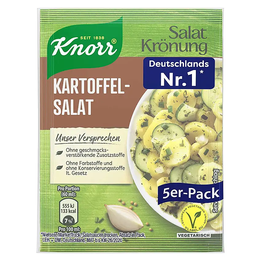 Knorr Salatkrönung Kartoffelsalat für ein leckeres Salatdressing mit natürlichen Zutaten* 5 x 2 Portionen 15 Stück