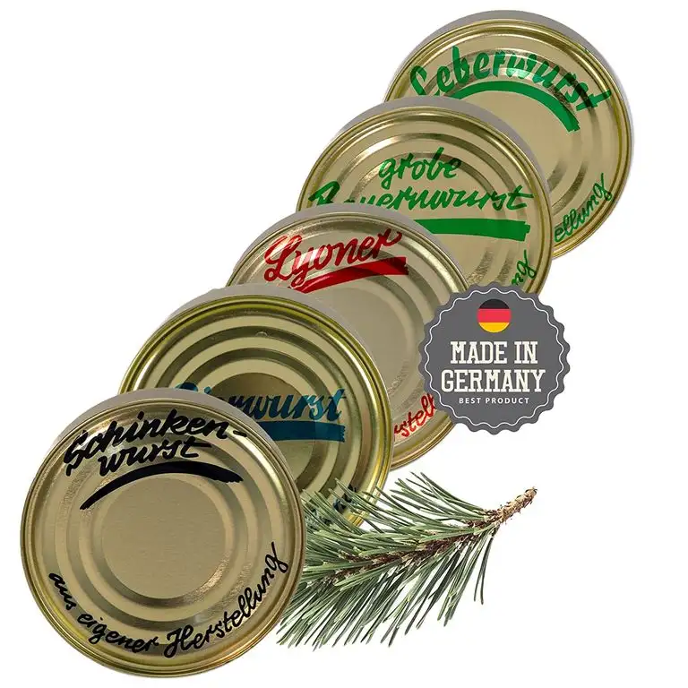 Schwarzwald Metzgerei - Wurstspezialitäten als Probierset in Dosen, fünf unserer beliebten Wurst-Delikatessen in einem Set - 5 x 200g | Vollkonserve | Notfall Vorsorge