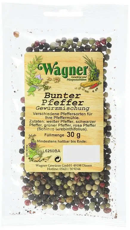 Wagner Gewürze Bunter Pfeffer ganz Gewürzmischung, 5er Pack (5 x 30 g)