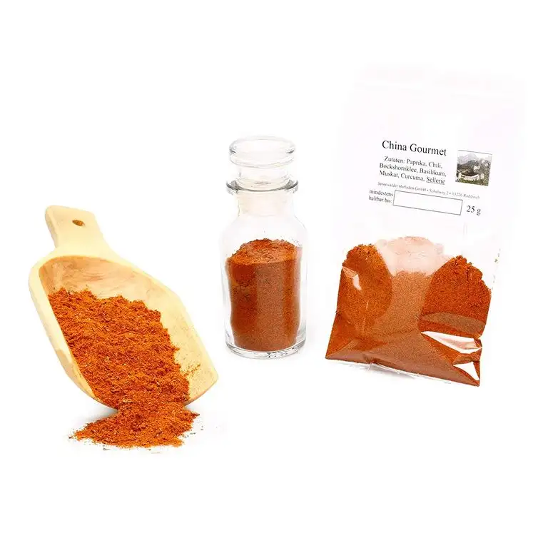 China Gourmet Gewürzmischung mit Chili, Premium China Würzer, Wok Gewürze, chinesisch Essen mit Boxhornklee, für Asia Nudeln, glutenfrei, 25g