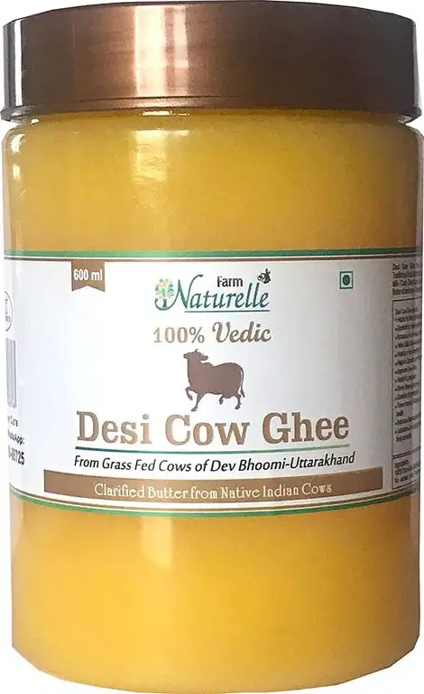 Farm Naturelle Desi Cow Ghee - 100 % Pure Ghee From A2 Milk - 600 ML (20.28oz)