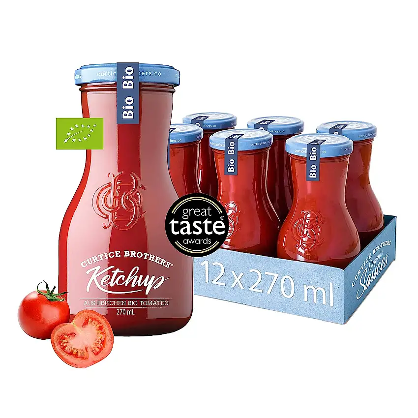 Curtice Brothers 12er-Pack Organic Tomato Ketchup - VERGLEICHSSIEGER SEHR GUT - BIO Ketchup aus der Toskana mit 77% Tomaten Anteil - 12 x 300g