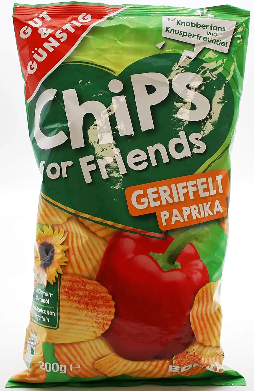 Gut & Günstig Chips for Frinds geriffelt Paprika, 10er Pack (10 x 200g)