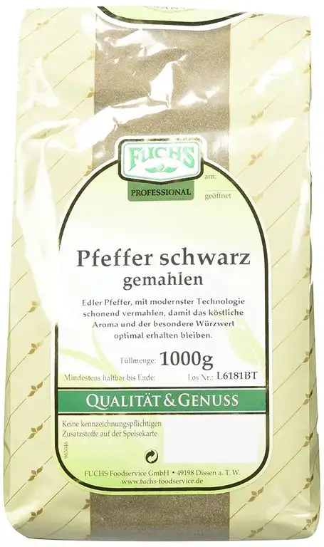 Fuchs Pfeffer schwarz gemahlen, 2er Pack (2 x 1 kg)