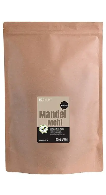 Wohltuer Bio Mandelmehl - Glutenfrei, Cholesterinfrei & Nährstoffreich- Vegetarisch und Vegan - vielseitiges Lebensmittel in geprüfter Bio-Qualität (500g)