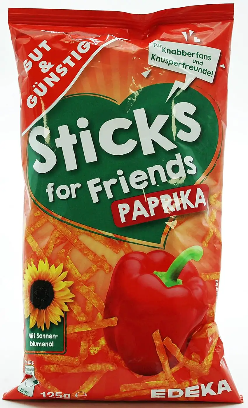 Gut & Günstig Sticks for Friends Paprika, 12er Pack (12 x 125g)