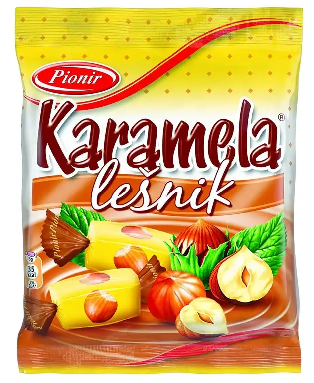 Pionir Lesnik Karamellbonbons mit Haselnussgeschmack, 8er Pack (8 x 100 g)