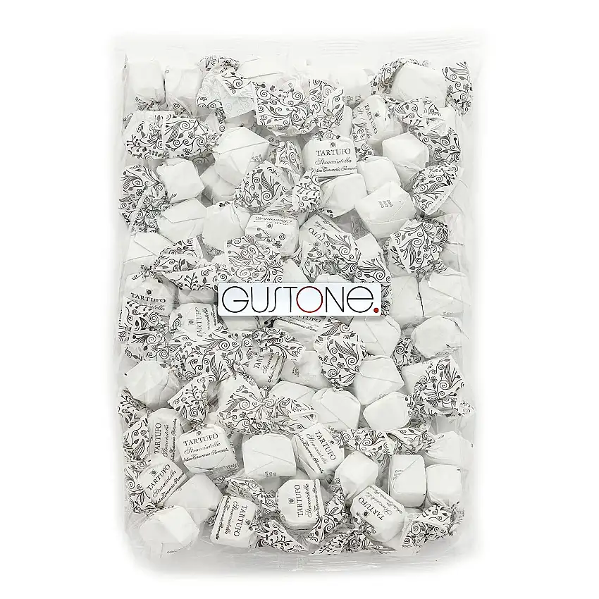 GUSTONE. Tartufi dolci stracciatella | 70 Stück je 14g | Antica Torroneria Piemontese | Trüffel-Praline weißer Schokolade | 1kg Großpackung als Geschenk