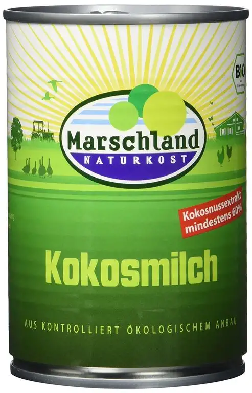 MARSCHLAND Bio-Kokosmilch, 60%, 6er Pack (6 x 400 g)