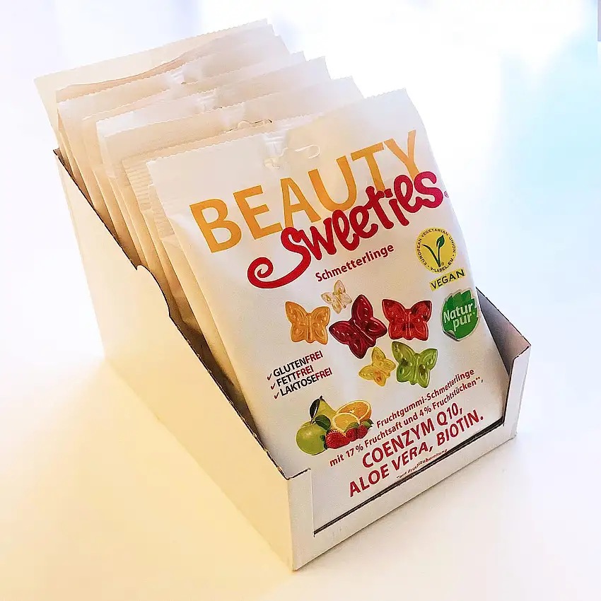 BeautySweeties Schmetterlinge Vorratspack – Fruchtig-süße & vegane Fruchtgummi-Schmetterlinge mit 17% Fruchtsaft und 4% Fruchtstückchen – Praktisch im 10er Pack (10 x 125 g Beutel)