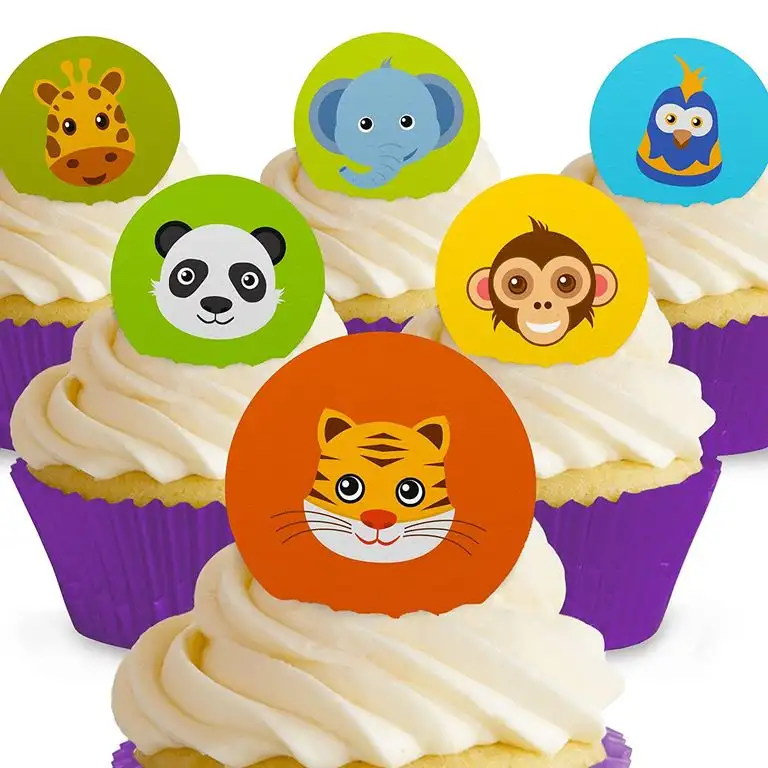 Cakeshop 12 x Vorgeschnittene und Essbare Zoo Tiere Kuchen Topper (Tortenaufleger, Bedruckte Oblaten, Oblatenaufleger)