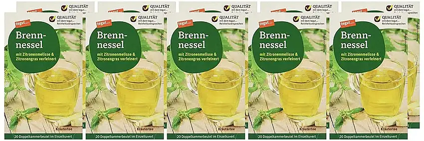 tegut... Brennnessel-Tee mit Zitronengras und Zitronenmelisse, 10er Pack (10 x 40 g)