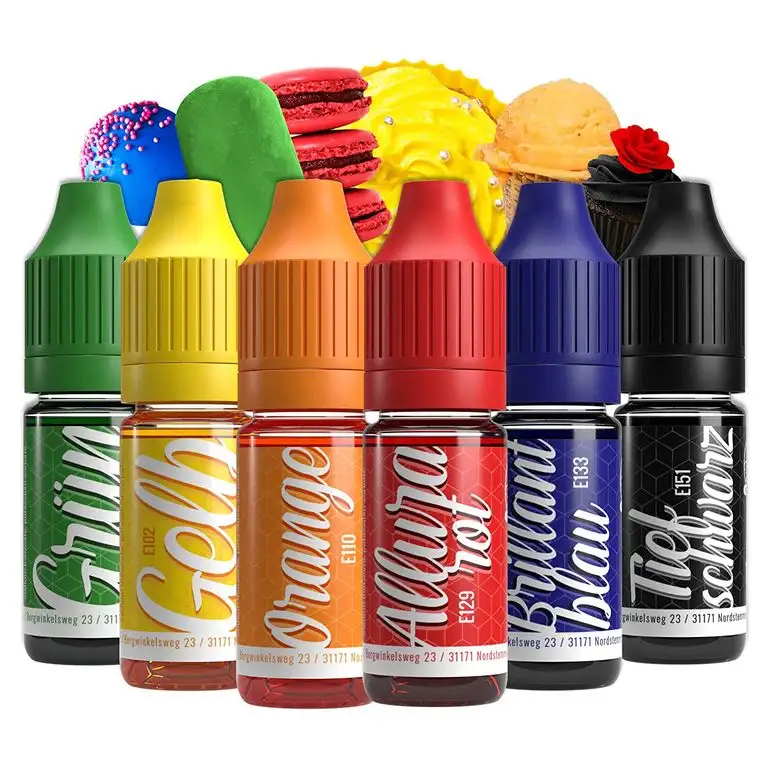 Lebensmittelfarbe Set 6x10ml Farbe Farbstoff extrem hoch konzentriert, flüssig Set zum Färben von Getränken, Teig, Toppings und alle anderen Lebensmittel