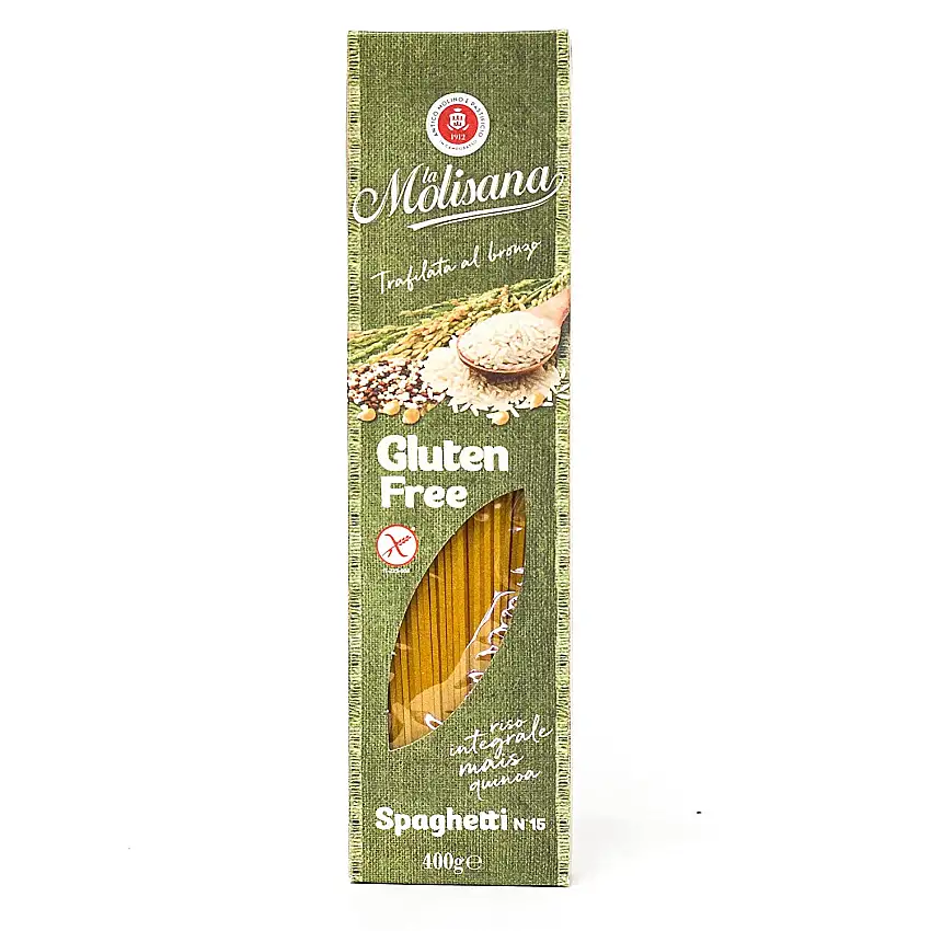 La Molisana, Spaghetti Nr. 15 ohne Gluten, Paste ohne Gluten, mit Bronze mit Reis, Mais und Quinoa, Backzeit 10 Minuten, Packung mit 400 g